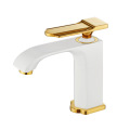 Brushed gold hot and cold washbasin faucet