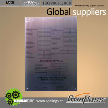 Tank Container Parts Metal Data Plates