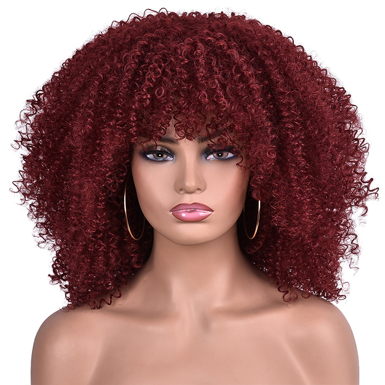 Factory wholesale hair  with bangs for black women african omber glueless cosplay high temperature short wigs wave synthetic wig