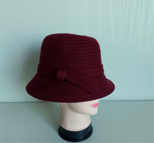 Women's Poly Wool Fabric Braid Ribbon Casual Hats