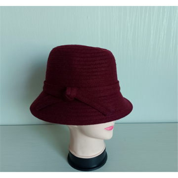 Women's Poly Wool Fabric Braid Ribbon Casual Hats