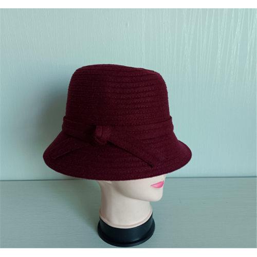 Women's Poly Wool Fabric Braid Ribbon Casual Hats