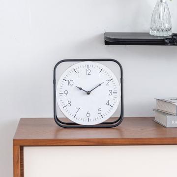 Vintage Iron Frame Black Clock Metal Crafts Table Clock
