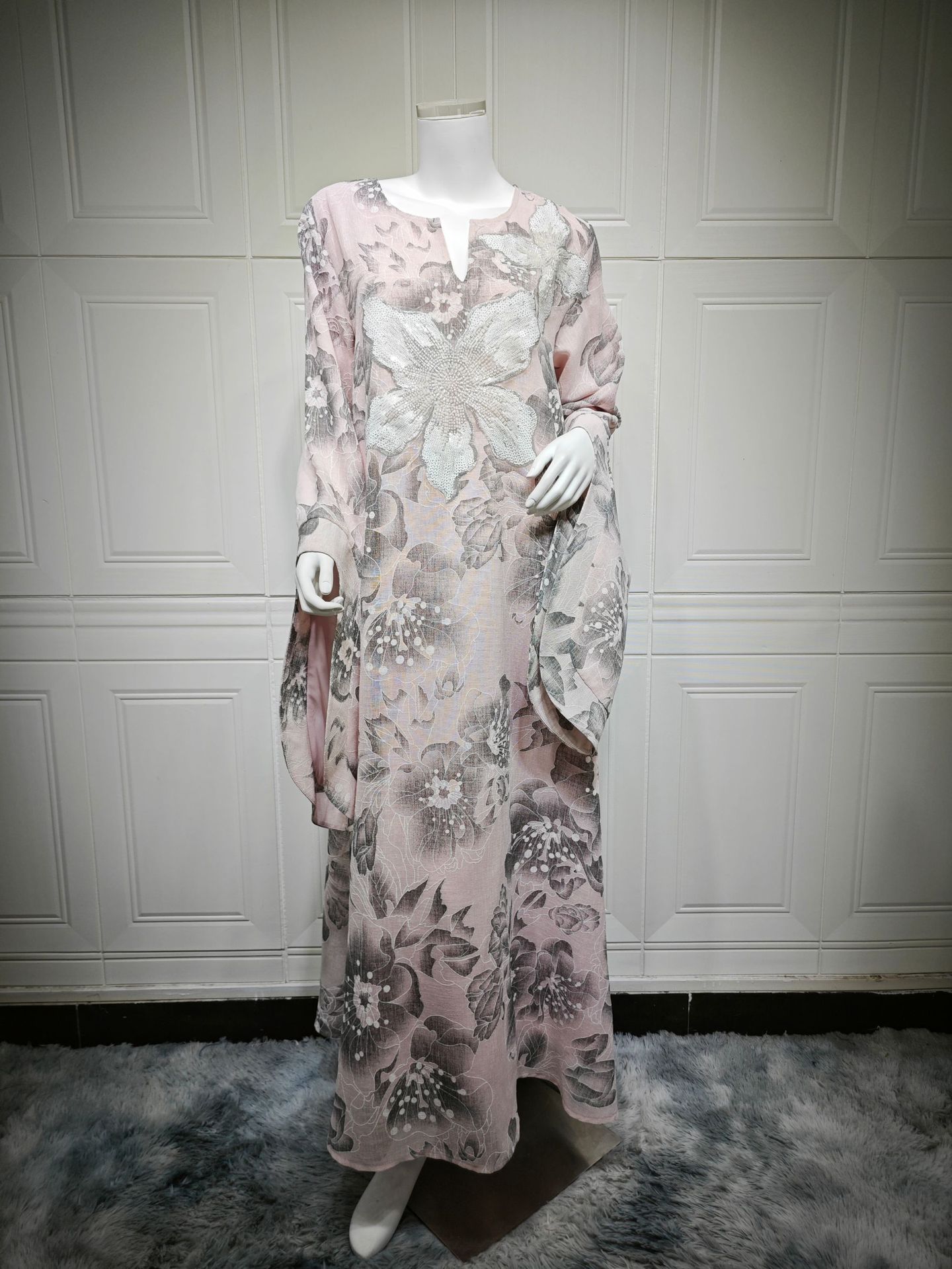 لباس پولک دار Jalabiya Abaya AB490 (5) Sequined Jalabiya Abaya Dress AB490 (5)