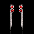 Fashion Rhinestone Tassel Long Earrings