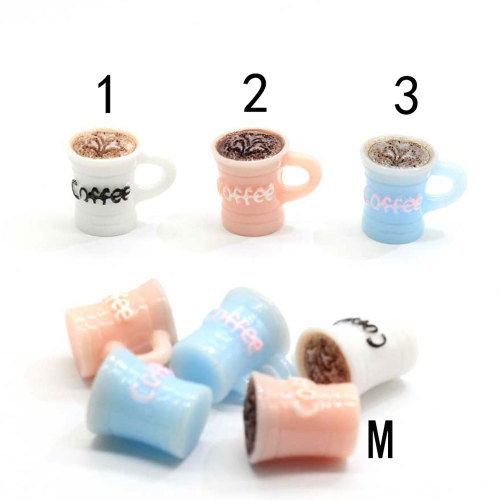 Encantos 3D taza de café resina cabujones Mini minúsculo blanco rosa azul 15 * 21mm mejores cuentas gruesas para decoración artesanal