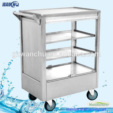 Restaurant Mobile Stainless Steel Food Serving Cart with Castors/Hospital Food Delivery Cart