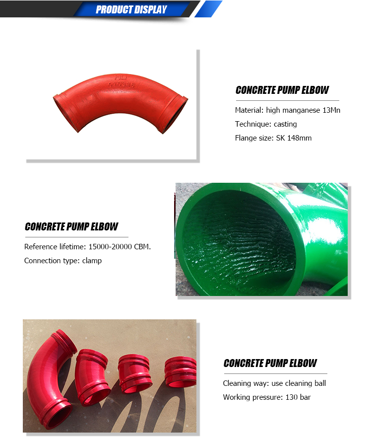 Original brand concrete pump parts and accessories elbow for sale