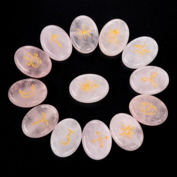 Gemstone 7 Chakra Stone 15x20MM Ellipse Stone with witches runes Charm Natural Stone Healing Chakra Oval Quartz Amethyst Charm