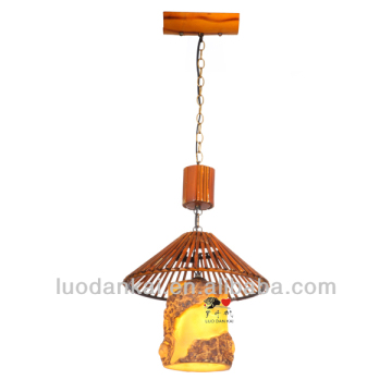 Bamboo and resin shade ceiling pendant lamp light for decoration
