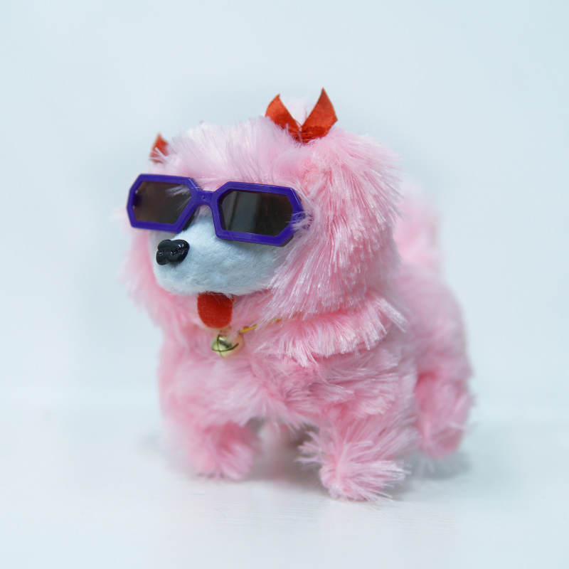 Cute Long-Fleece Sunglasses Bow Dog Plush Toy