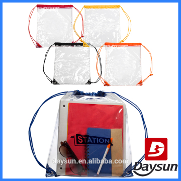 Transparent PVC drawstring bag with colorful rope
