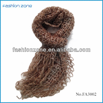 2014 lurex knit scarf wave pattern with long fringe