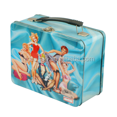 Custom Printing Metal lunch box& Metal Square lunch Tin Box With Handle