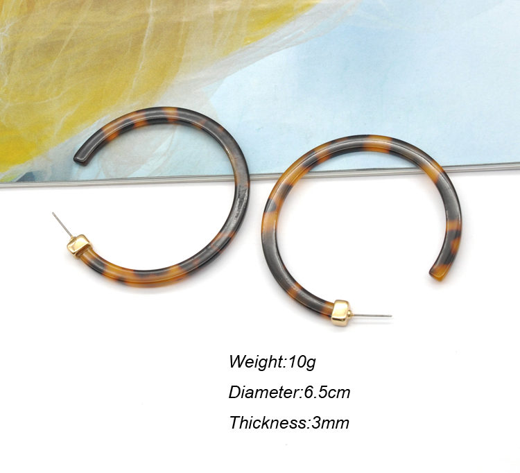 Custom fashion big size ear ring for women tortoiseshell large hoop earrings