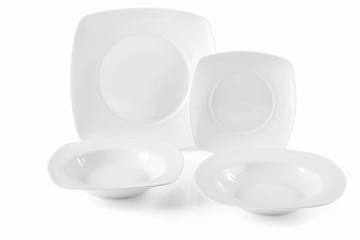 White Porcelain simplicity Square Dinner Set