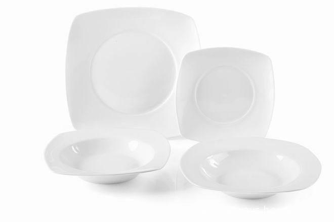 18PCS White Porcelain Square Dinner Set