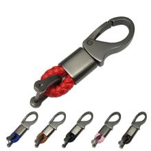Business Custom Logo Braid PU Leather Key Fobs and Car Keychains for Men