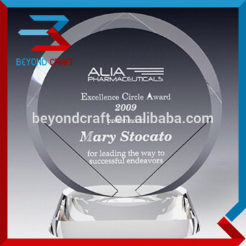 blank glass circle awards plaque