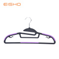 Non-Slip Plastic Hangers With Purple Rubber Pieces