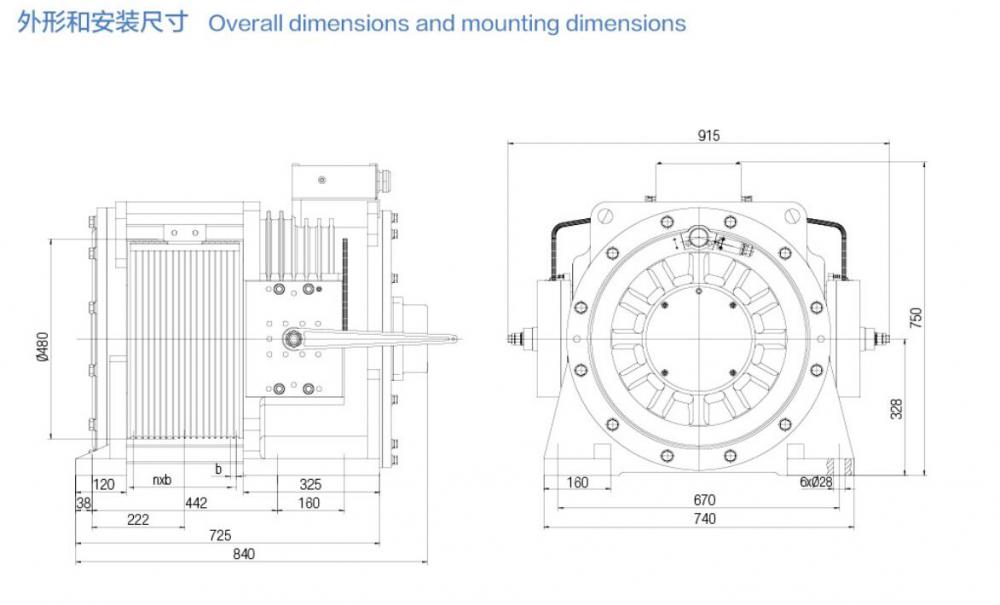 Gearless Double Wrap Elevator Traction Machine ,Traction Ratio 1:1 2:1 WTYF328