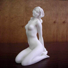 Erotic white stone naked girl statue nude sitting woman sculpture