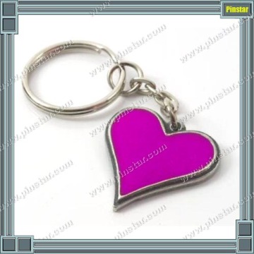 Custom pink enaneml heart key chain heart shaped keychain metal heart keyring