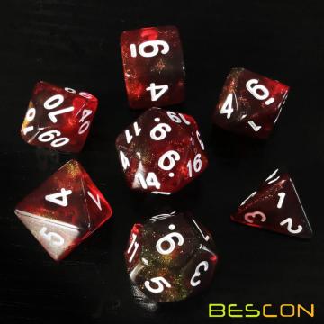 Bescon New Moonstone Dice Maroon, Polyhedral Dice Set of 7