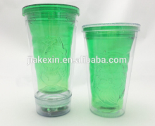 For promotion double wall christmas festival straw mug with led light