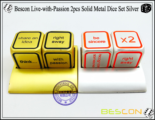 Bescon Live-with-Passion 2tlg. Vollmetall Würfel Set Silber-7 Bescon Live-with-Passion 2pcs Solid Metal Dice Set Silver-7
