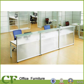 Steel frame glass panel office front desk counter