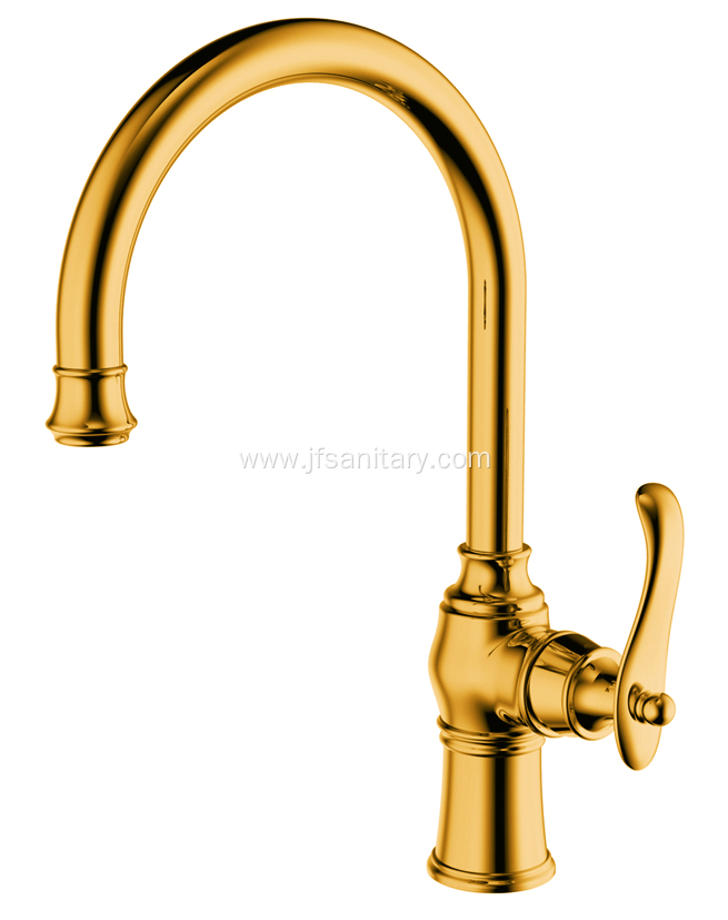 Brass Single-Lever Kitchen Mixer Faucet Polished Gold