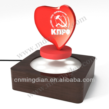 magnetic levitating gift display, magnetic floating gift display with heart shape, led acrylic promotion logo display