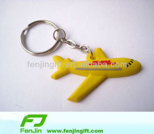 plane shaped rubber pvc keychain