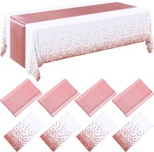 Rose Gold Dot Waterproof Rectangle Tablecloth for Wedding and Birthday Parties