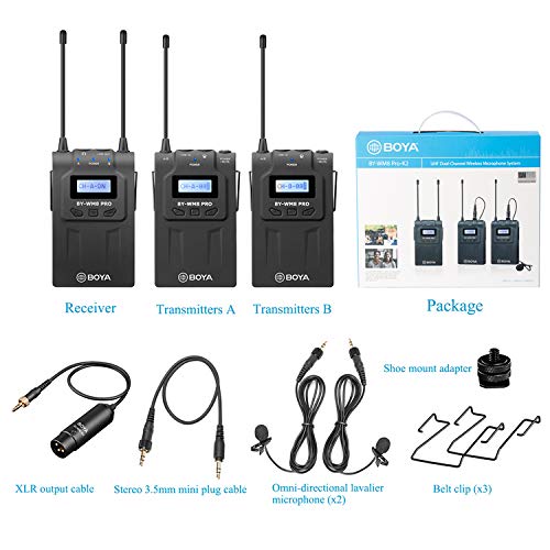 High Quality BOYA BY-WM8 Pro Upgraded UHF Dual-Channel Wireless Microphone System