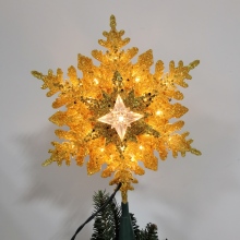 UL 120V Gold Snowflake Lighted Tree Topper for Christmas Decorations