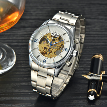 wholesale custom make crystals skeleton mens watch