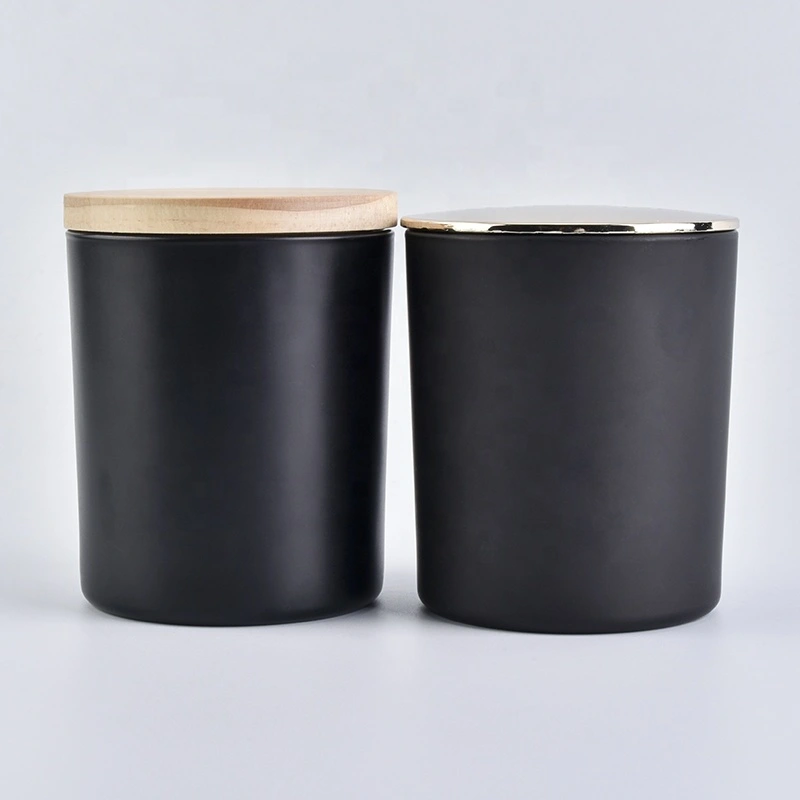 Wholesale Empty Luxury Matte Black Frosted Glass Candle Jar with Lid