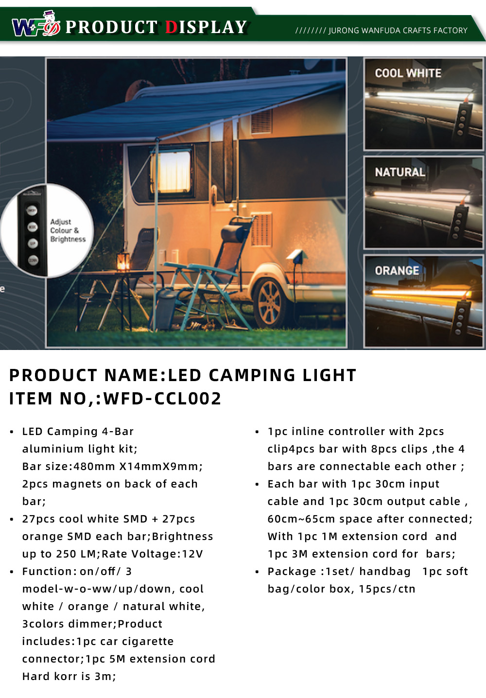 3-LED SVJETLO ZA KAMPIRANJE ARTIKL BR WFD-CCL002-x 3-LED CAMPING LIGHT ITEM NO WFD-CCL002-x