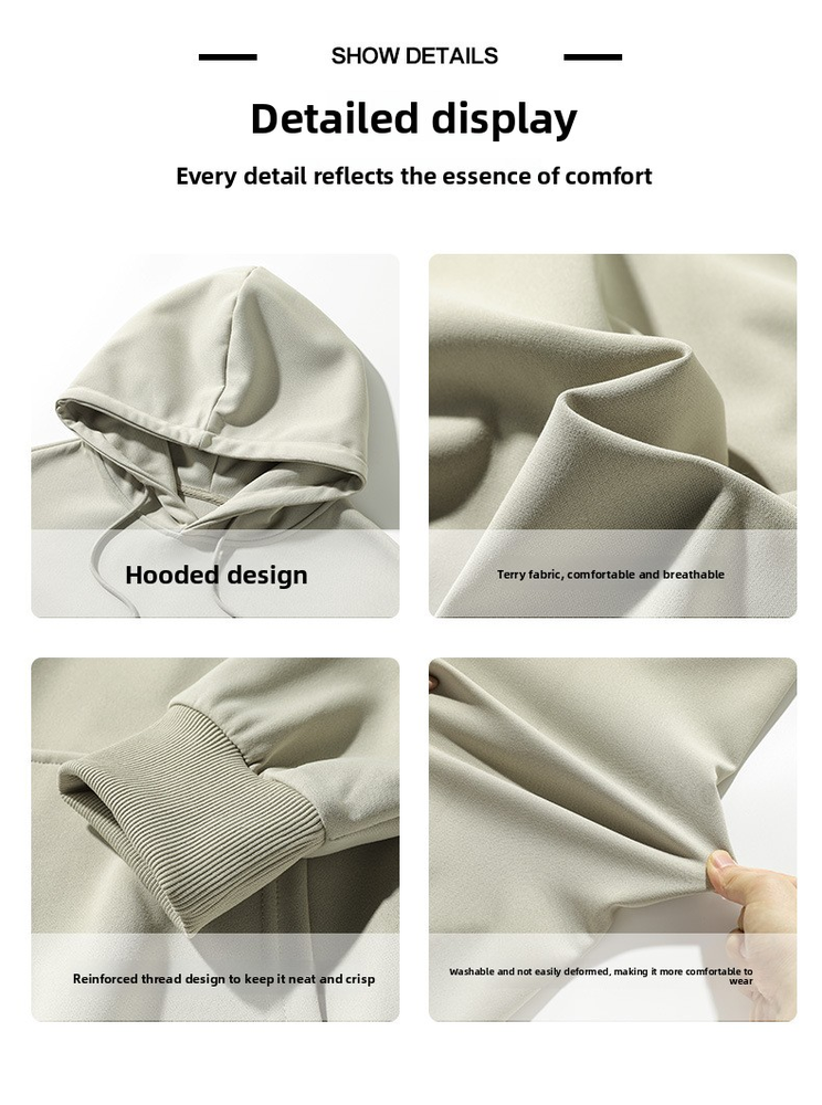 Пуловер свободного кроя с карманами европейского размера, вес 400 г 400 G European-size Loose-Fit Pocket Pullover