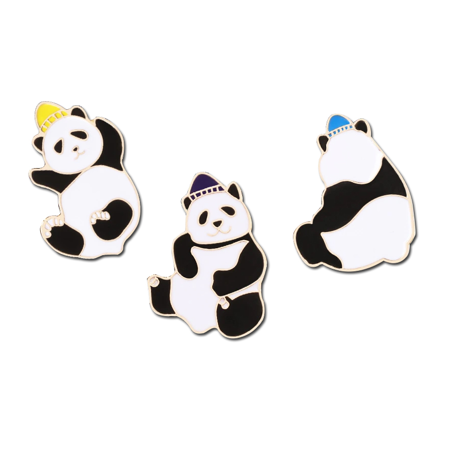 Crachá de pin de esmalte panda de metal fofo de metal personalizado