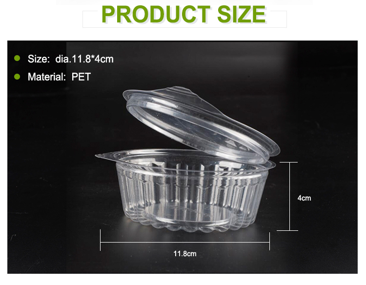 High quality hot selling 8oz small plastic round transparent food grade containers with flat lid