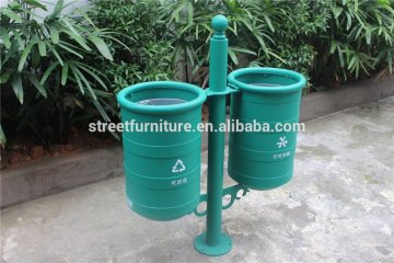 Outdoor metal recycling bin 2 compartments/metal bin/recycle bin