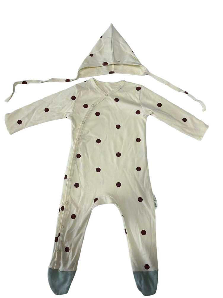 % 95 Pamuk% 5 Spandex Uzun Kollu Bebek Tulum, Şapka Setleri 1 95% Cotton 5% Spandex Long Sleeve Baby Jumpsuit with hat Sets 1