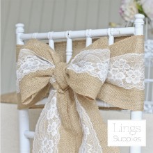 Stylish Jute Hessian Lace Sashes for Wedding Chair Decorations