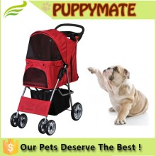 Deft design Stainless Steel four wheels dog trolley pet travel stroller