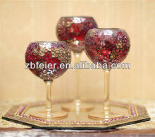 Crackled Glass Mosaic Hurricane Candle Holder,Centerpiece Stands