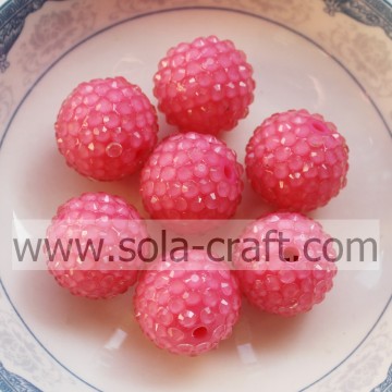 Βραχιόλι 18 * 20MM Ροζ φθορισμού Ρητίνη Rhinestone Beads Βραχιόλι Crystal Spacer Beads
