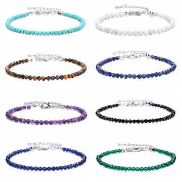 Pulsera de cuentas de piedra genuina natural de 3 mm para mujeres Men Girl Ajustable Gémica hecha a mano Gémica Bangle Bangle Chakra Joyería